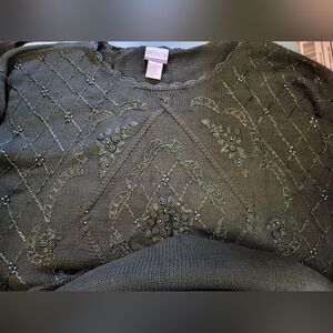 Ladies Dark Green Embroidered Tunic Sweater by Selleca sz M